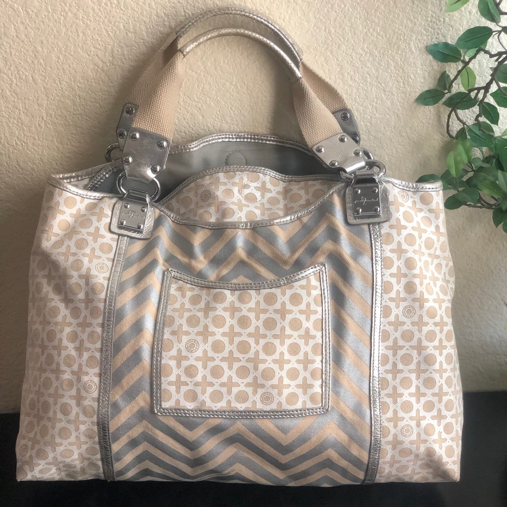 7 For All Mankind chevron pattern Satchel tote